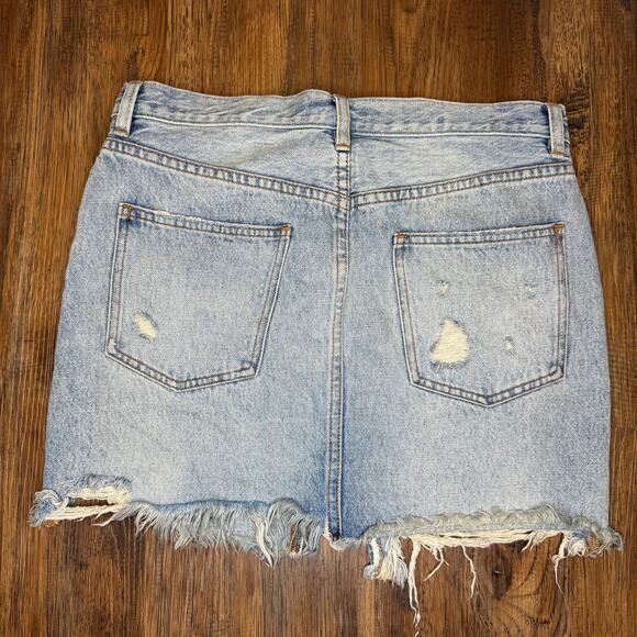 We the Free size 28 Free People Harvest Bell denim skirt distressed front split - Picture 2 of 7